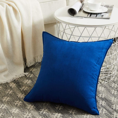 Fancy Homi 4 Packs Decorative Throw Pillow Covers 18x18 inch, Super Soft Faux Suede Square Pillow Case, Blue