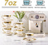 Set 6, 7 oz LETAOTAO Tea Cups and Saucers of Ceramic Turkish Coffee Cup With Gold Trim for Cappuccino, Latte, Mocha, Au