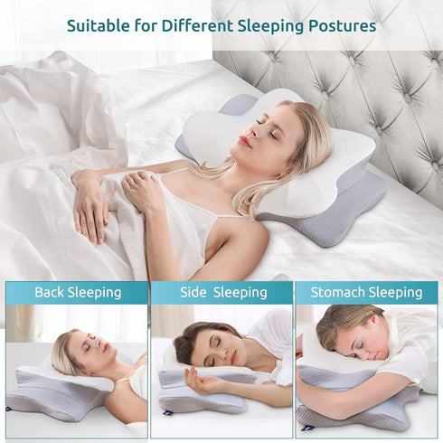 DONAMA Cervical Pillow for Neck and Shoulder,Contour Memory Foam Pillow,Ergonomic Neck Support Pillow for Side Back
