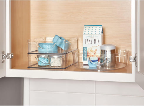 iDesign Clear Recycled Plastic Cabinet and Pantry Storage Bin with Integrated Handles – 10” x 8” x 3”
