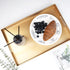 15.6" 10.2" Spsyrine Gold Decorative Serving Tray with Handles, Elegant Plastic Coffee Table Tray for Ottoman, Living