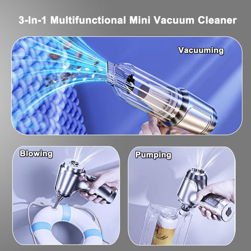 Wireless Portable Mini Car Vacuum Cleaner, 15000PA Handheld Cordless Rechargeable Vacuum for Home Cleaning