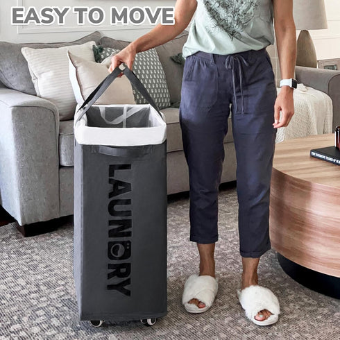 Wheels,75L CHICVITA Rolling Laundry Basket with Large Collapsible Laundry Hamper with Removable Wash Bag Space