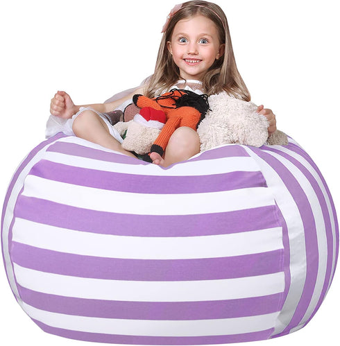 Wekapo Stuffed Animal Storage Bean Bag Chair Cover for Kids, Stuffable Zipper Beanbag for Organizing Plush Toys