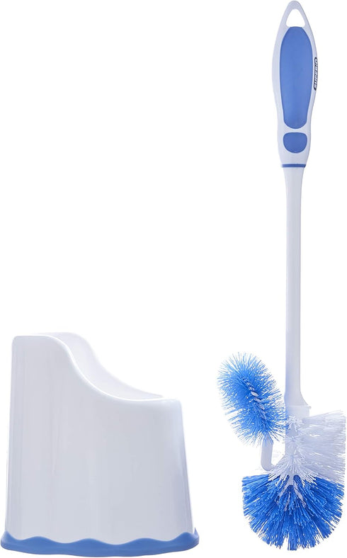 Superio Toilet Brush and Holder,Toilet Bowl Cleaning System with Scrubbing Wand, Under Rim Lip Brush and Storage Caddy