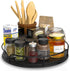 Lazy Susan Turntable Organizer for Cabinet Pantry - Kitchen Countertop Refrigerator Cupboard, Pine Wood, 9", Black