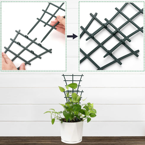 SYWHXY 12 Pack Stackable Mini Climbing Plant Trellis for Indoor Potted Plants, Flower Pots Support, Peas, Hoya, Pothos