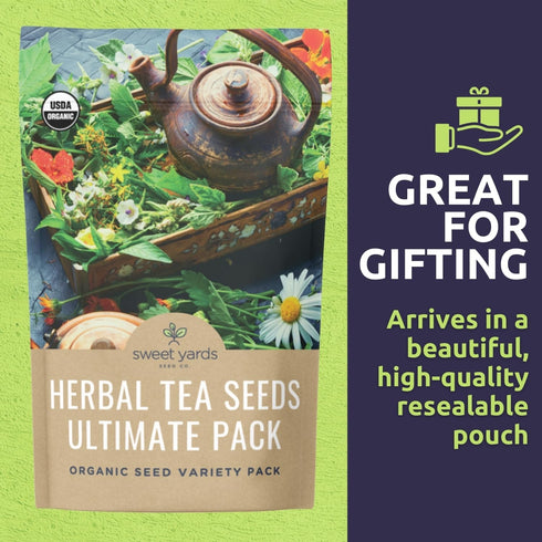 Pack 16 Packs 2026 Organic Herbal Tea Seeds Variety - Individual - Season - Mint, Lavender, Chamomile and More!