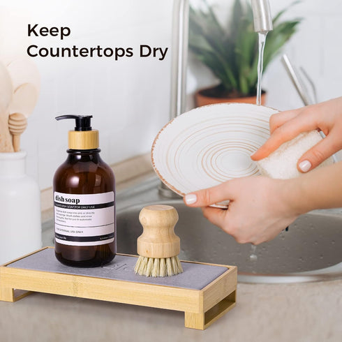 3-in-1 Sink Caddy Instant Dry Sink Organizer, Fast Drying Diatomaceous Earth Stone, Kitchen Sponge Holder, Water Absorbing Sink Rack for Modern Countertop Bathroom Soap Holder Birthday