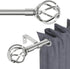 Silver Curtain Rods for Windows: 48 to 84 inch Decorative Heavy Duty Curtain Rod with Twisted Cage Finials