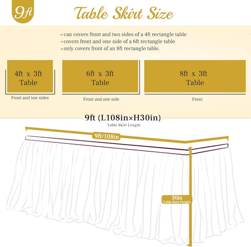 Suppromo 9ft Champagne Tulle Table Skirts, Tutu Table Cloth Cover for Wedding Birthday Party Decor