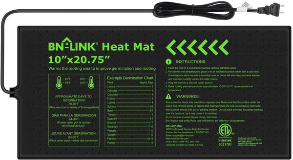 BN-LINK Durable Seedling Heat Mat for Seed Starting 10" x 20.75", Waterproof