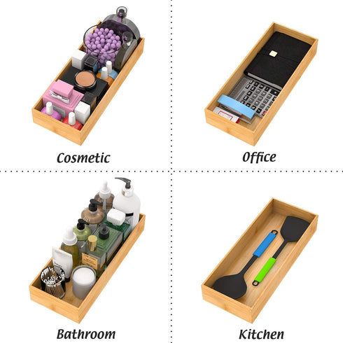 Bathroom Vanity Tray Organizer - Bamboo, Small Wood Tray for Bathroom Counter, Rectangular Toilet Paper Storage, 15" x