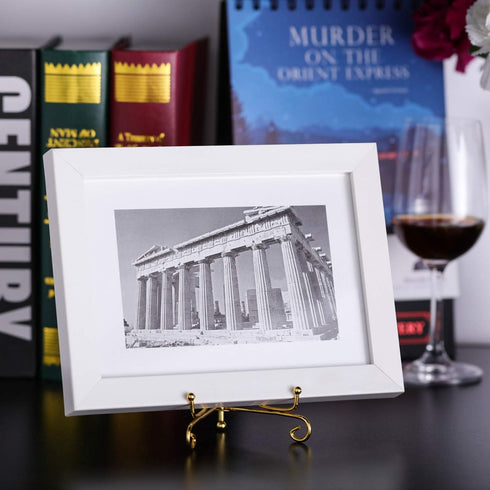 Tatuo 4 Packs 4 Inch Gold Plate Holder, Iron Easel Photo Stand for Home Decoration
