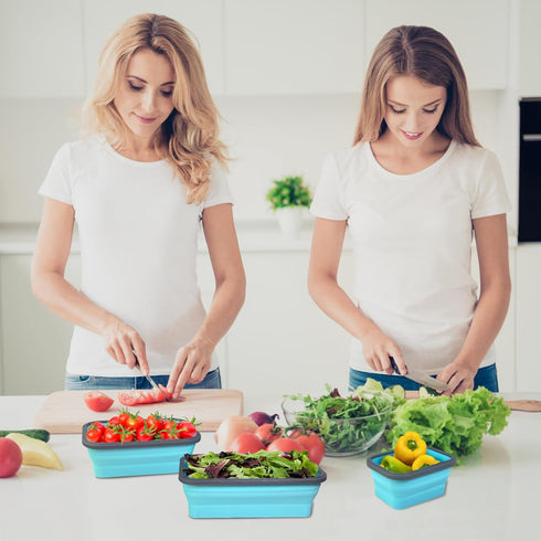 Guyuyii 4-Piece Collapsible Food Storage Containers, Foldable Silicone with Lids, Microwave, Freezer, Dishwasher Safe