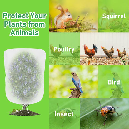 4 4 4.6 Evoio Pcs Garden Plant Fruit Tree Bird Netting Protection Blueberry Bushes Netting Covers Bags with Drawstring