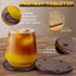 Set 8 4 Inch Wood Coasters with Metal Holder, GOH DODD of Walnut Wooden Coaster Tabletop Protection for Drinks Coffee