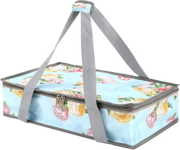 QEES Casserole Carrier, Insulated Food Carrier for Hot or Cold Food, Pie Carrier with Lid and Carrying Case for Travel