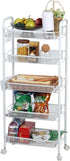 YESBAY 5-Tier Metal Mesh Storage Rack with Rolling Wheels, Vegetable Basket for Kitchen,