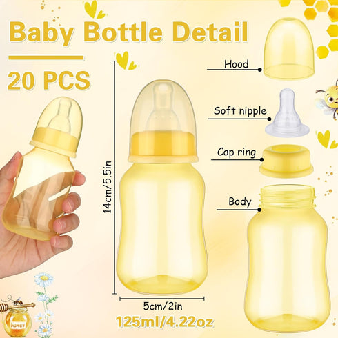 TrelaCo Bottle Chug Baby Shower Game Sign, 20 Pcs Baby Bottles Shower Favor Set for Gender Reveal Party