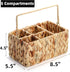 Wicker Flatware Organizer, Woven Divided Utensil Caddy, Water Hyacinth Cutlery Holder, Picnic Silverware Flatware Storage Basket Carrier with Handle for Countertop, Forks, Knives, Spoons by Pumtus