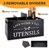 Black Farmhouse Utensil Holder for Kitchen Counter, Extra Large Caddy for Rustic Wood Kitchen Tool Decor
