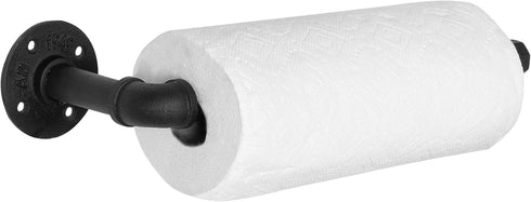 MyGift Paper Towel Holder Under Cabinet Paper Towel Holder Wall Mount, Industrial Pipe Matte Black Hanging Kitchen