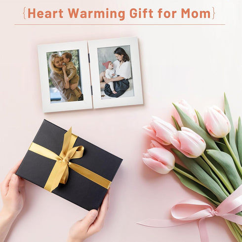 Golden State Art 4x6 Double Picture Frame - Vertical Hinged Folding Family Frames with Real Glass (White, 1-Pack)