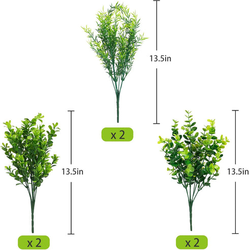 Ouddy Decor 6 Bundles Mixed Artificial Greenery Stems, Faux Eucalyptus Rosemary Magnolia for Home Decor