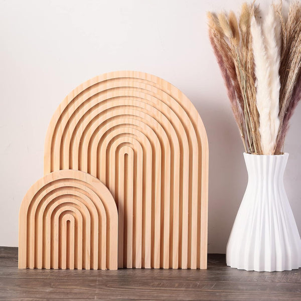 Pinkunn 2 Pcs Decorative Wooden Charcuterie Boards, Thicken Rainbow Shaped Wood Cutting Board, Kitchen Decor