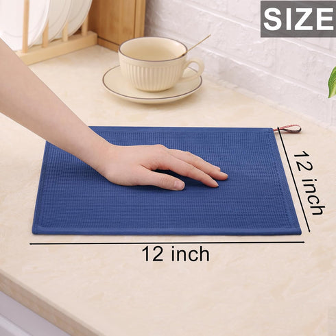 Homaxy 100% Cotton Dish Cloths - 6 Pack Waffle Weave Soft Absorbent Quick Dry Dish Towels - 12 x 12 Inches Navy Blue