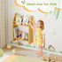 2-Tier Wall-Mounted Kids Bookshelf, Bamboo Floating Nursery Book Shelf, Picture Ledge Shelf for Wall Decor and Storage