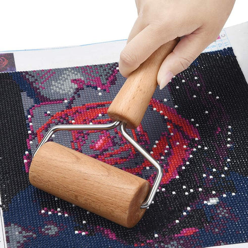 Lasenersm 1 Piece 9.5cm Wide Wooden Pastry Pizza Roller Brayer for Baking and 5D Diamond-Paint Art