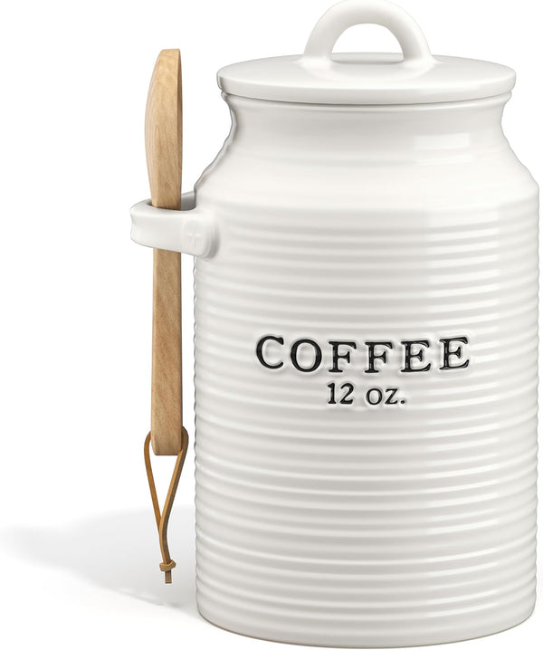 Barnyard Designs Coffee Canister for Kitchen Counter, Decorative Ceramic Coffee Container, Rustic
