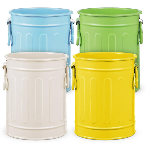 NUOBESTY 4pcs Mini Trash Can for Desk, Metal Wastebasket Tiny Waste Garbage Bin, Multifunctional Organizer