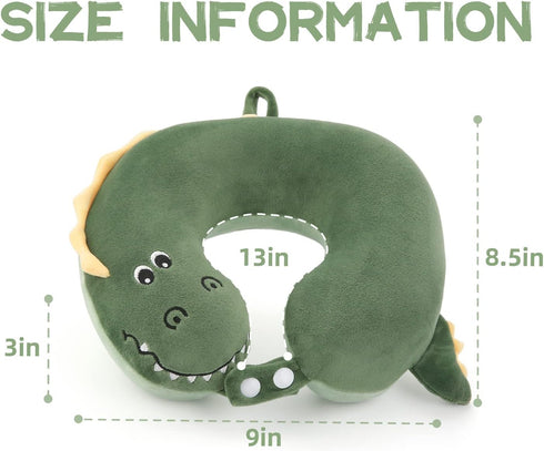 3-8 Niuniu Daddy Crocodile Kids Travel Neck Pillows for Years Old, Soft Memory Foam Neck Support Pillows for Airplane