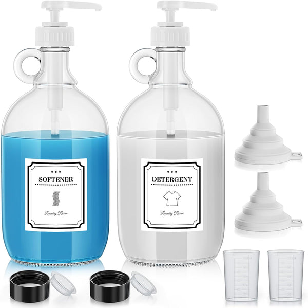 Laundry Detergent Dispenser,64oz Fabric Softener Dispenser,Glass Liquid Laundry Detergent Container,Laundry Detergent Organizer