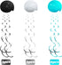 Sumind 30 Pcs Birthday Hanging Swirl Decorations, Teal Silver Black Blue Turquoise Foil Swirls Ceiling Decor for Girls