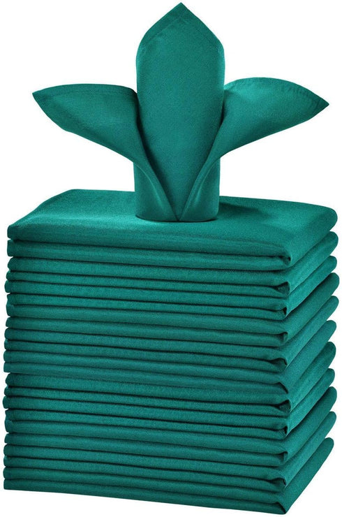 Green Cloth Napkins (1-Dozen), Solid Washable Fabric Set of 12, Perfect for Weddings and Holiday Dinner