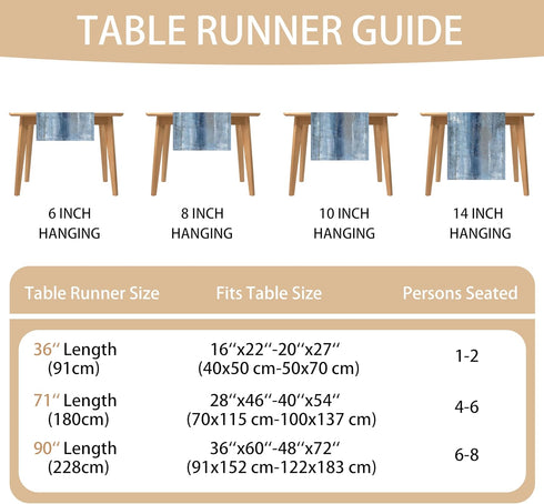 AILUER (13"x108") Blue Grey Long Table Runners Modern Art Farmhouse Linen Table Runners Dresser Scarves Retro Rustic