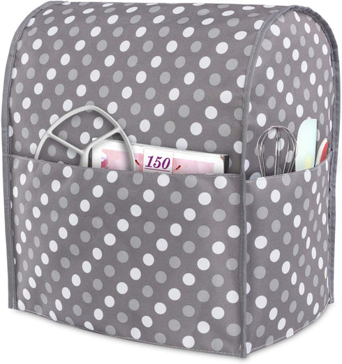 Luxja Dust Cover for 4.5-Quart and 5-Quart Stand Mixer, Cloth Cover with Pockets, Gray Dots