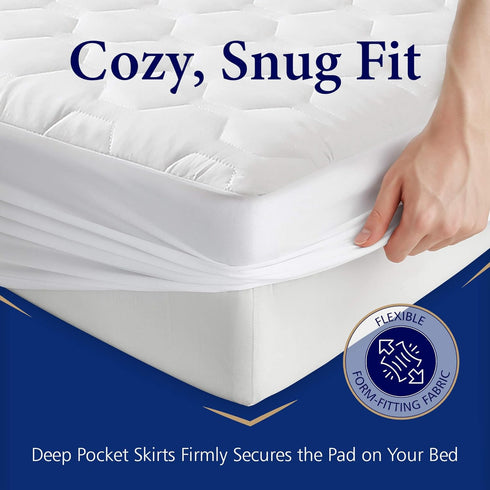 The Grand California King Size Mattress Pad, Soft Plush Mattress Protector, Protects from Dust and Dirt