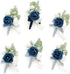Ling's Moment 6pcs Boutonniere for Men, Artificial Flowers for Wedding Decor/Prom/Homecoming, Navy Blue