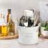 4 Compartment Kitchen Utensil Holder - 5.7 Inch Large Metal Caddy for Countertop, Removable Divider, White