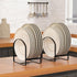 LINFIDITE 2 Pack Plate Holder Organizer, Large Dish Storage Rack for Cupboard and Countertop, Non-Slip & Rustproof Black