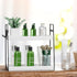 VITVITI 2-Tier Bathroom Organizer Countertop, Wood Storage Shelf with Hooks for Bathroom Corner Sink Vanity, White