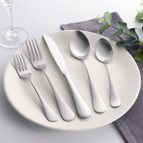 LIANYU 20 Piece Silverware Set, Matte Silverware Flatware Set for 4, Stainless Steel Cutlery Tableware Set, Kitchen Utensils for Home Restaurant Party, Satin Finish, Dishwasher Safe by LIANYU