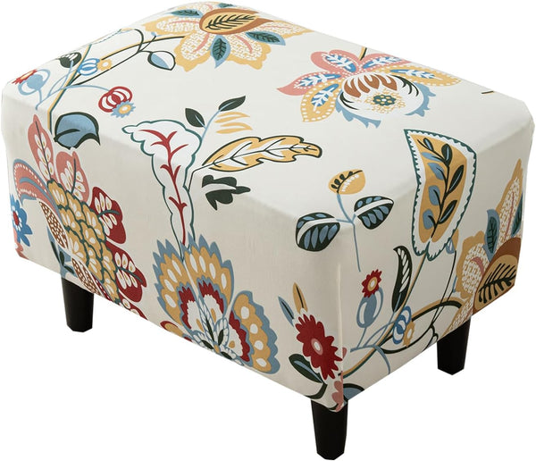 CRFATOP Ottoman Chair Cover Large Ottoman Chair Slipcovers Solid Rectangle Storage Stool