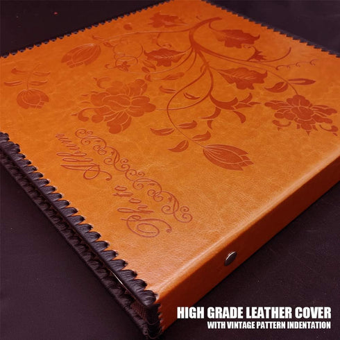 Photo Album Self Adhesive - Huge Magnetic Self-Stick Page Picture Album with Leather Vintage Inspired Cover, Brown 40