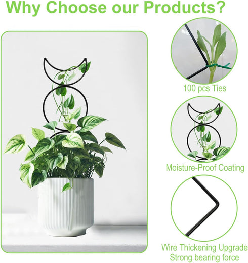 HENABLE 4 Packs 4 Trellis for Climbing Plants Indoor, Small Garden Metal Trellis for Potted Plants Outdoor for Vine Ivy